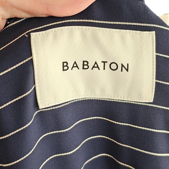 Babaton Aritzia New Kahlo Pin Stripe Navy Blue Robe Sz XS - Picture 13 of 16